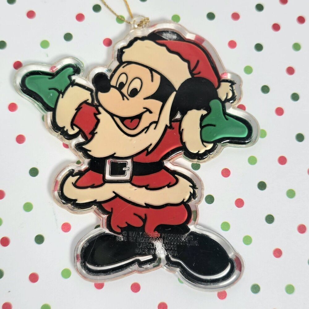 Vintage Walt Disney Mickey Mouse Santa Christmas Ornament Holiday
